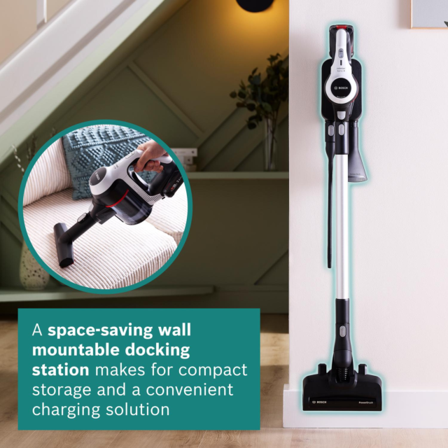 Bosch BCS612GB Unlimited Serie 6 ProHome Cordless Vacuum Cleaner - White - 30 Minute Run Time
