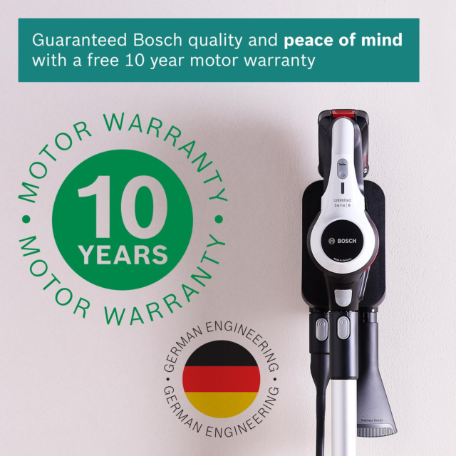 Bosch BCS612GB Unlimited Serie 6 ProHome Cordless Vacuum Cleaner - White - 30 Minute Run Time