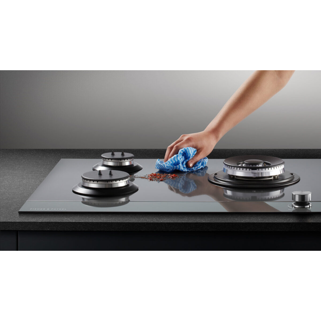 Fisher & Paykel 90cm Black Glass Gas Hob with 3 Burners