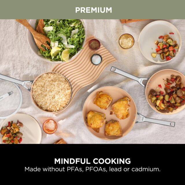 Ninja CW95000UK Ceramic Coated Cookware 5-Piece Set - Apricot & Grey