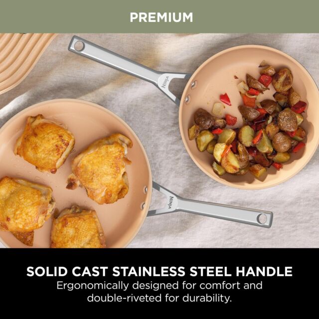 Ninja CW95000UK Ceramic Coated Cookware 5-Piece Set - Apricot & Grey