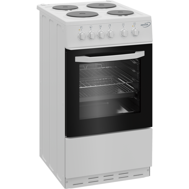 Zenith ZE503W 50cm Electric Single Oven with solid plate - hob White