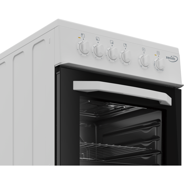 Zenith ZE503W 50cm Electric Single Oven with solid plate - hob White